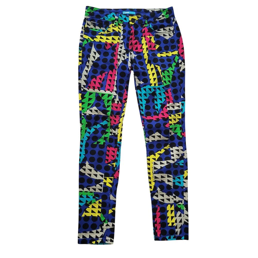 L'Amour Nanette Lepore Size 7 Junior's Multicolor Bright Legging Pants Geometric
